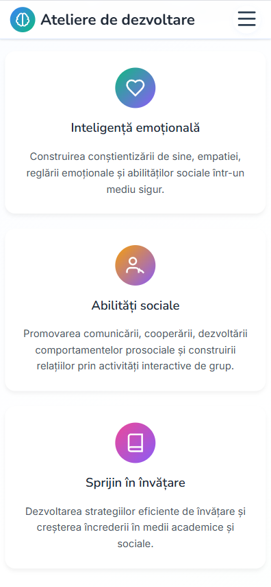 Ateliere de Dezvoltare — captură mobil